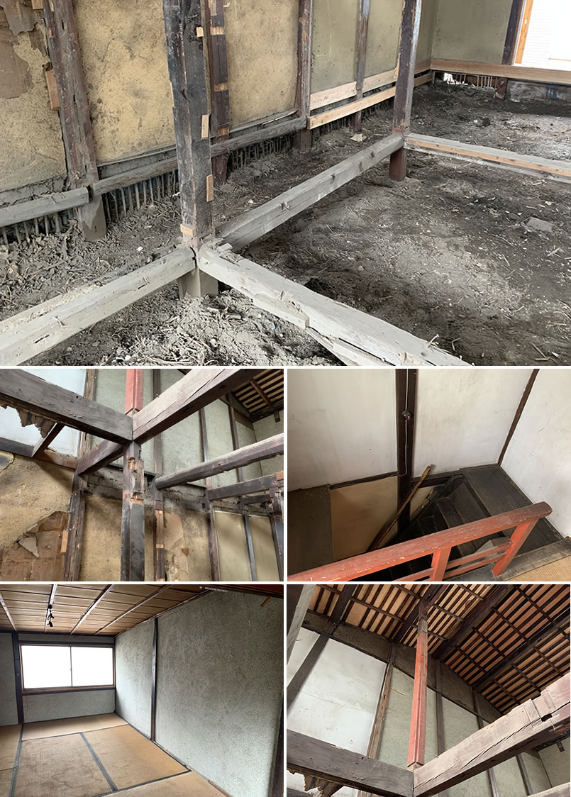 築100年以上の京町屋の大規模リノベーション・地盤沈下・建物の傾き・柱、梁の腐り
